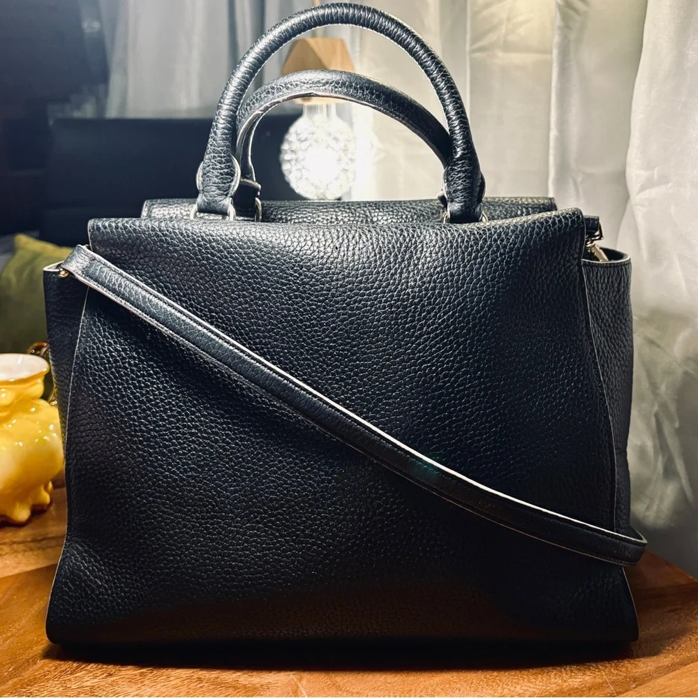 Kate Spade Black Pebbled Leather Top Handle Satchel Makayla Leewood Place - Picture 5 of 11
